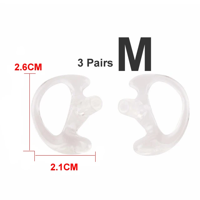Transparent Medium 6 шт.(3 пары) силиконовые формы для ушей в форме уха Двусторонняя радиоакустическая трубка портативная рация с наушниками аксессуары - Цвет: Transparent Medium