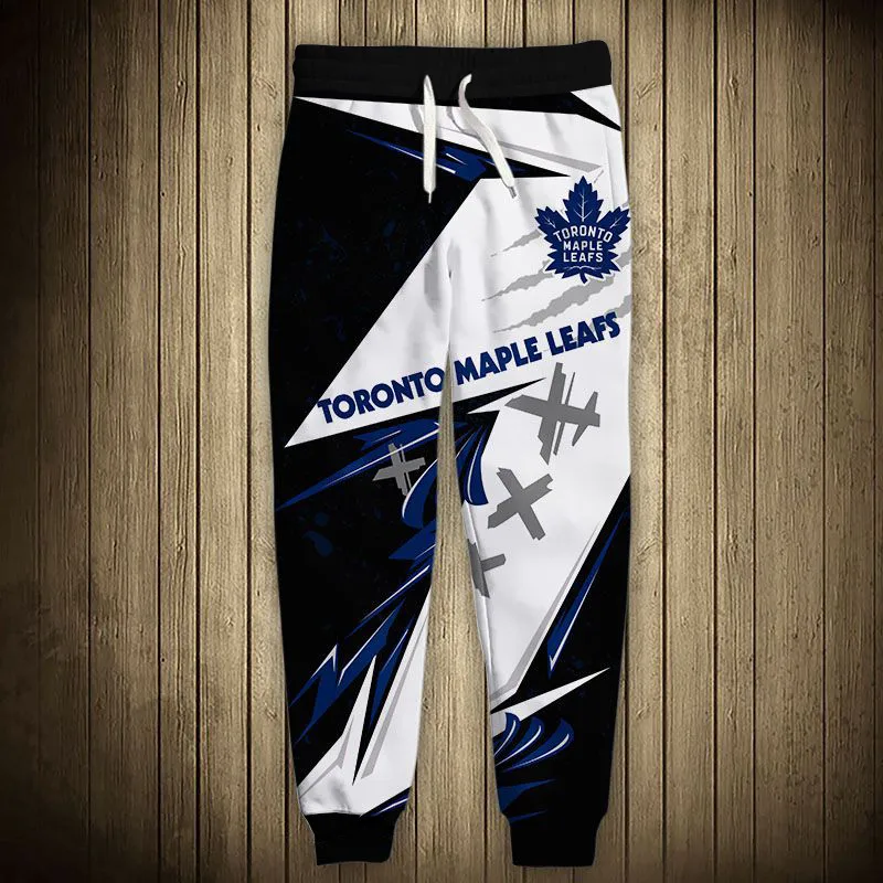 

Toronto men's Casual Maple Leafs Sports Pants Black And White Splicing Graffiti Letter Tree Leaf Printing Sweatpants