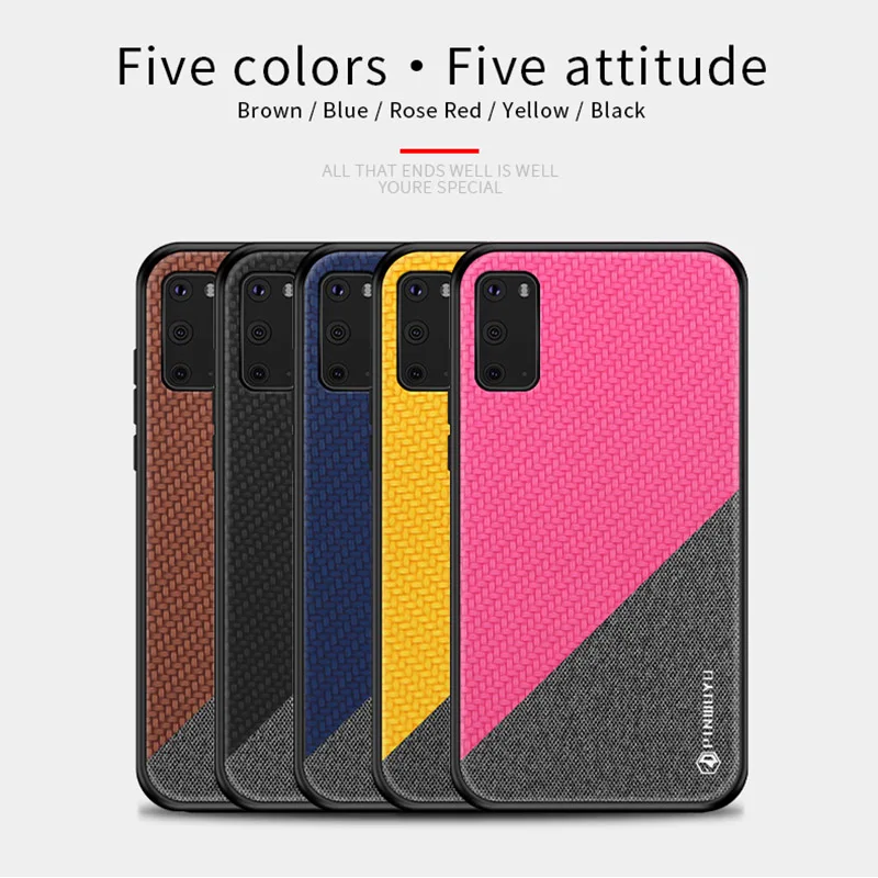 

PINWUYO Leather Case For Samsung Galaxy S20 Plus Luxury Cloth Matte Skin Case For Samsung S20 Ultra Protective Cover Case