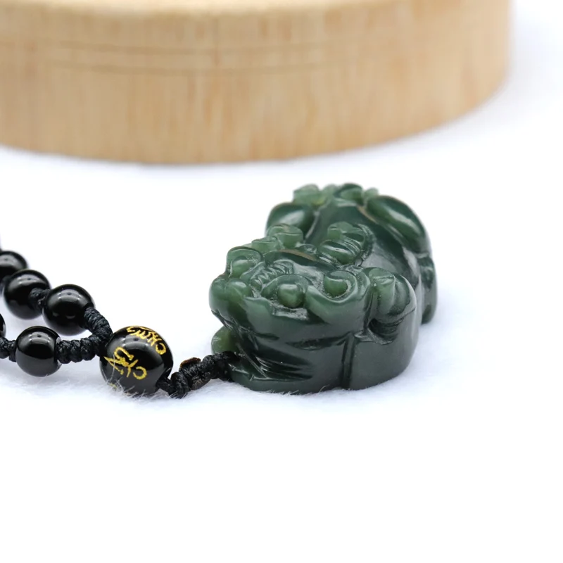 Кулон с натуральным нефритовым нефритом Pixiu амулет ожерелье для мужчин и женщин