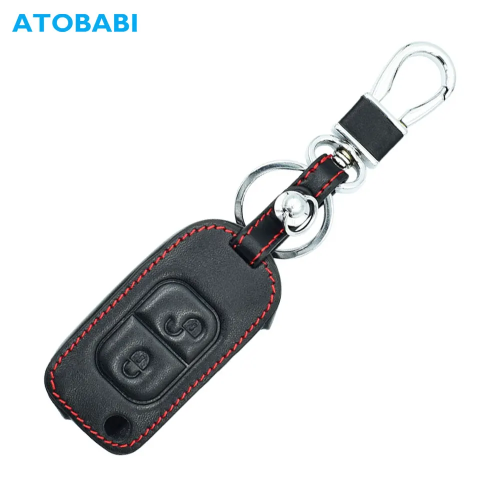 Кожаный чехол для ключа автомобиля ATOBABI Mercedes Benz E113 A C E S W168 W202 W203 2 кнопки Складной