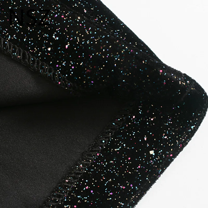 NSZ женское платье-блейзер с блестками длинным рукавом и зубчатым вырезом поясом