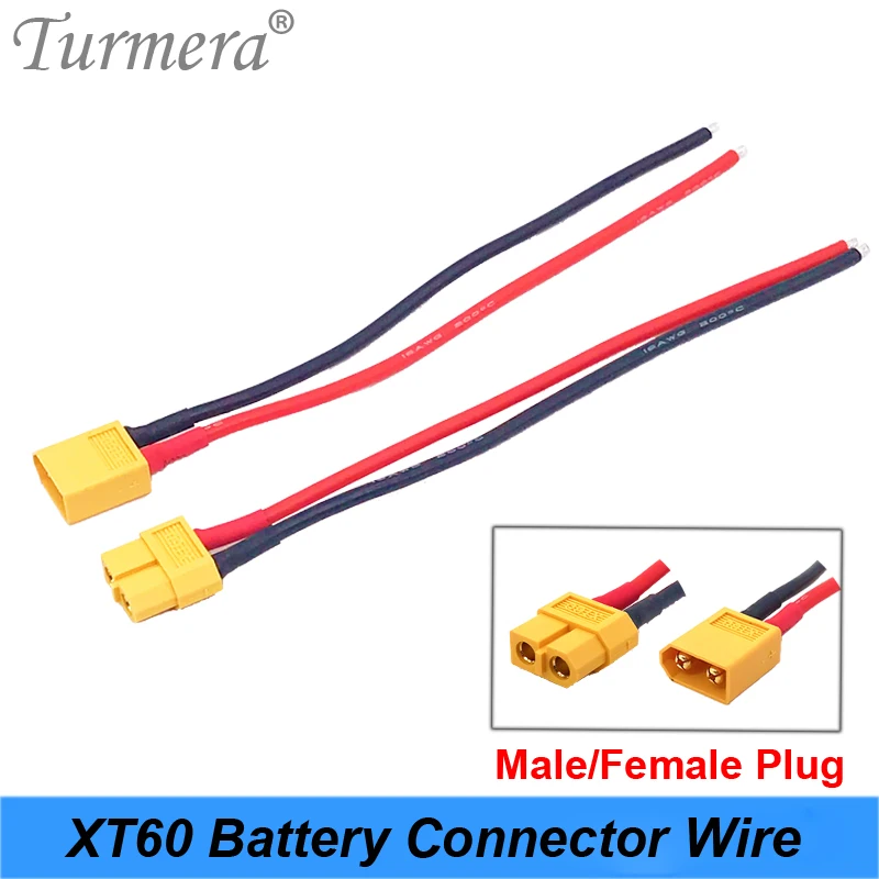

XT60 Battery Male Female Connector Plug with Silicon 16 AWG Wire for 18650 Battery Connector Wire about 15cm Length nov02