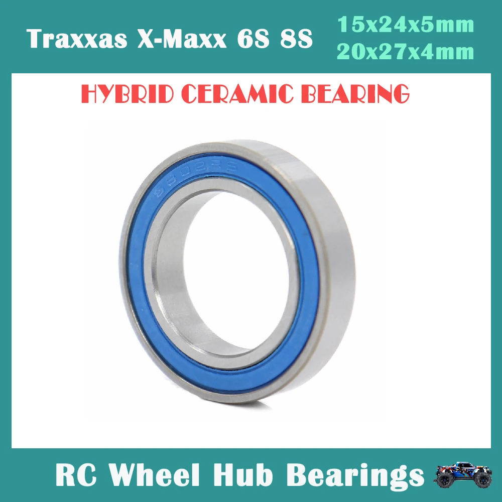 RC Wheel Hub Bearings For Traxxas X-Maxx 6S 8S, 15x24x5mm-20x27x4mm Hybrid Ceramic Ball Bearing Set (Pick of 8pcs) enlarge