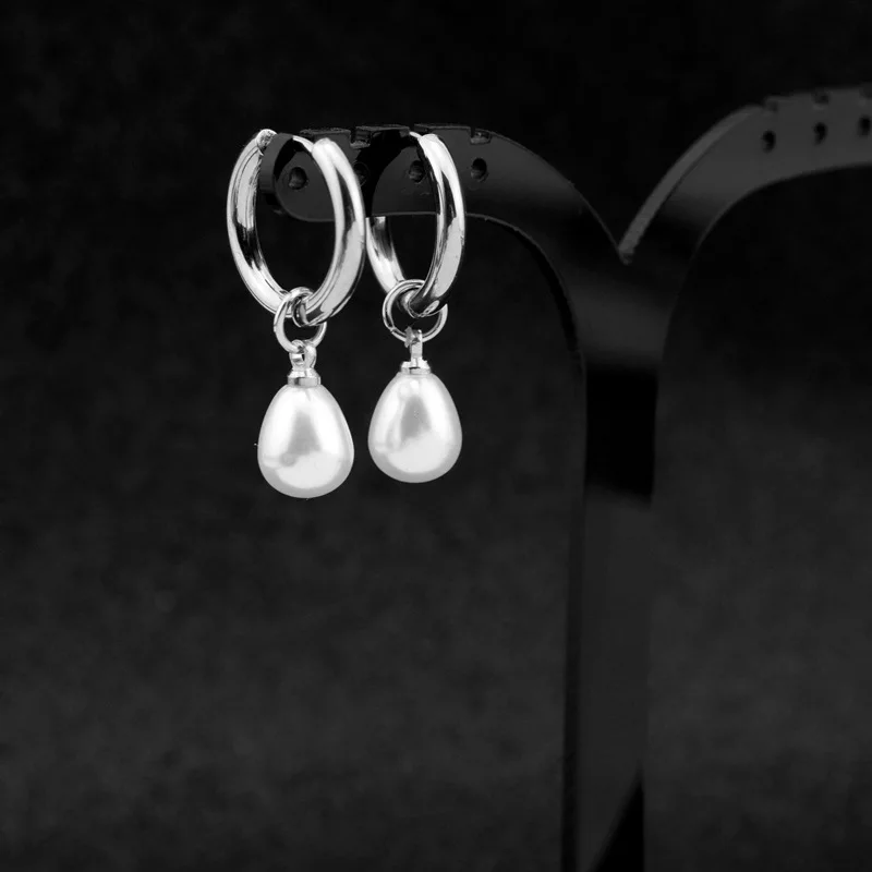 Серьги-гвоздики из нержавеющей стали с жемчугом 8/10/12 мм | Украшения и аксессуары