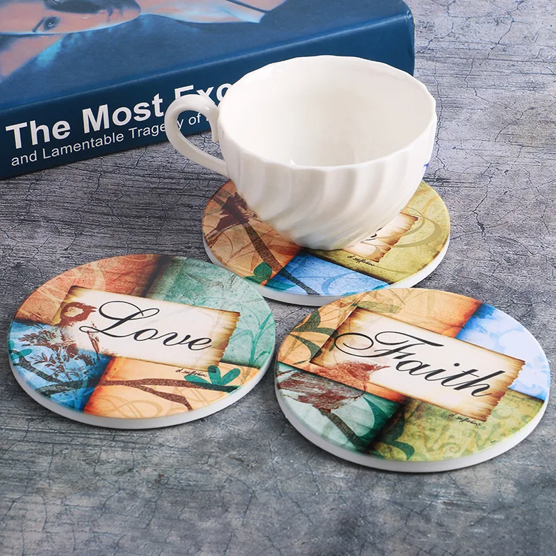 

New creative home ceramic coasters cork insulation mats afternoon tea party technology coasters
