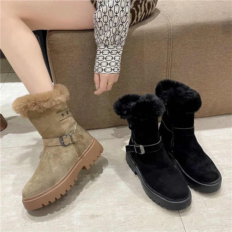 

Ботинки женские с круглым носком, Осенние однотонные ботинки до середины икры с мягкой подкладкой, до середины икры, в стиле «лолита», проре...