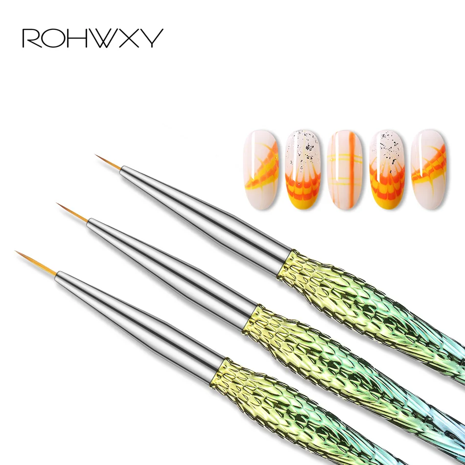 Набор кистей для нейл арта ROHWXY 3 шт. набор дизайна маникюра рисования карандашей