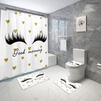 new cartoon eyelash shower curtain anti slip bath carpet toilet cover girls red lips bath curtains waterproof mildew proof