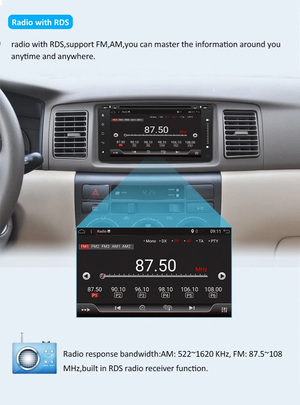 Android 9,0 автомобильный аудио dvd-плеер для TOYOTA RAV4 2001-2008 COROLLA 2000-2006 gps мультимедийное головное устройство приемник BT wifi