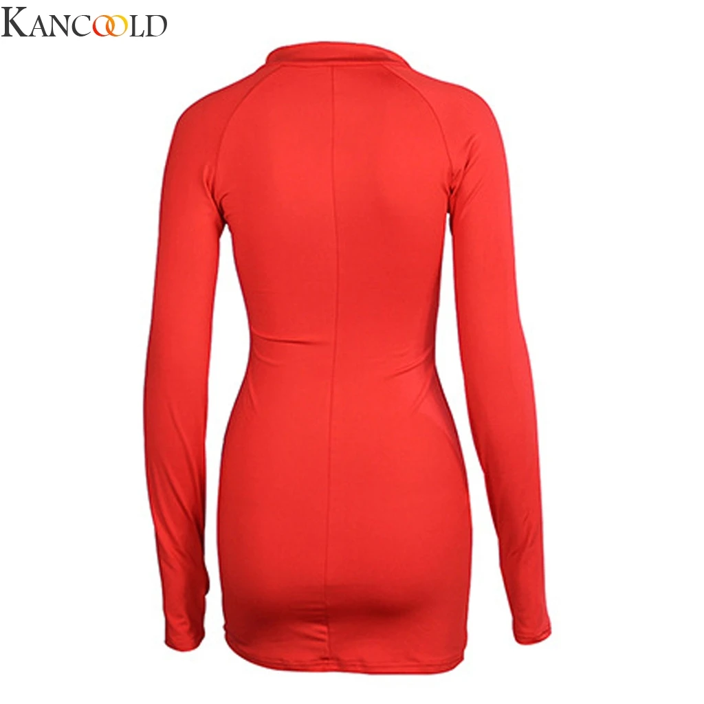 KANCOOLD женское платье низкая грудь сексуальная водолазка тонкая длинный рукав