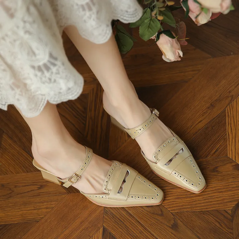 

FEDONAS Square Toe Women Mules Shoes 2021 Fashion Summer High Heels Sandals For Women Genuine Leather Party Basic Shoes Woman