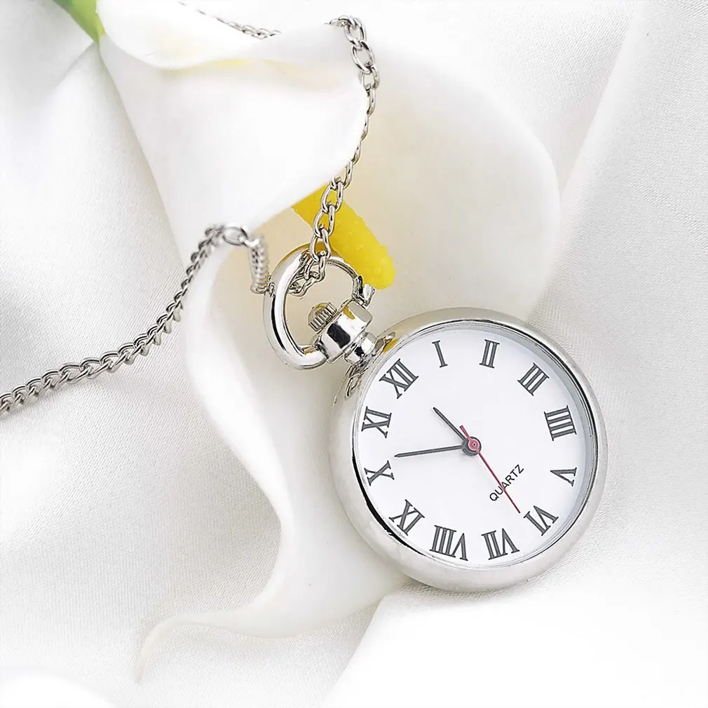 Модные кварцевые карманные часы в винтажном стиле длинная звеньевая цепь ожерелье Серебро Круглый Кулон Античная Стиль