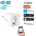 Wi-Fi, Тип F смарт-розетка ЕС разъем работает с Amazon Alexa Google Home мини умный дом Automaiton для Tuya ZigBee 16A Мощность монитор