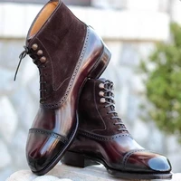 fashion men shoes top quality vintage pu leather plaid boots lace up mens boots casual zapatos de hombre yk496