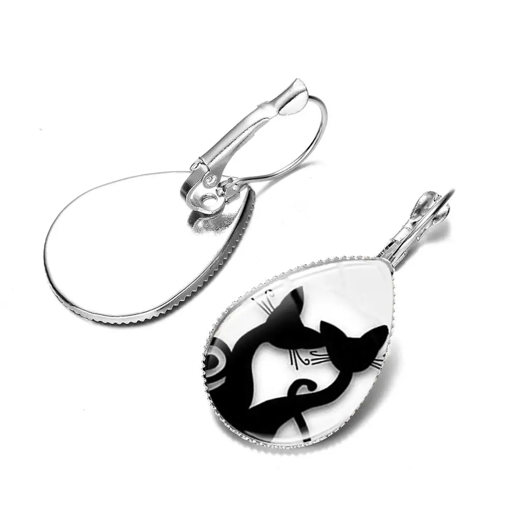 Абстрактные парные коты художественная живопись капли воды серьги комикс стиль