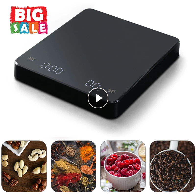 

Kitchen Scale Precision Electronic Scale With Timer LED Digital Scale Smart Coffee Scale Household Food Scale With USB 3KG/0.1G