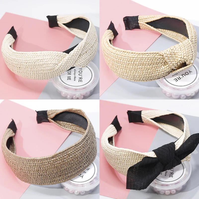 Корейский однотонный Плетеный соломенный головной убор ручной работы тюрбан для