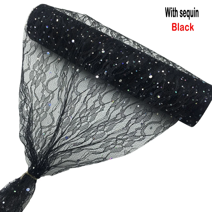 Sequin-Black Рулон кружева органза катушка ткань ленты 30*910 см Сетка Ткань DIY свадебное мероприятие лента на стул для вечеринки лук настольная дорожка украшения - Цвет: Sequin-Black