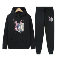 attack on the giant mens and womens sportswear casual sweater sports pants suit casual solid color printed womens suit