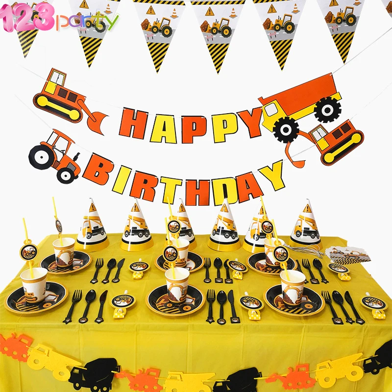 Строительство автомобиля вечерние столовые приборы набор детский душ украшение