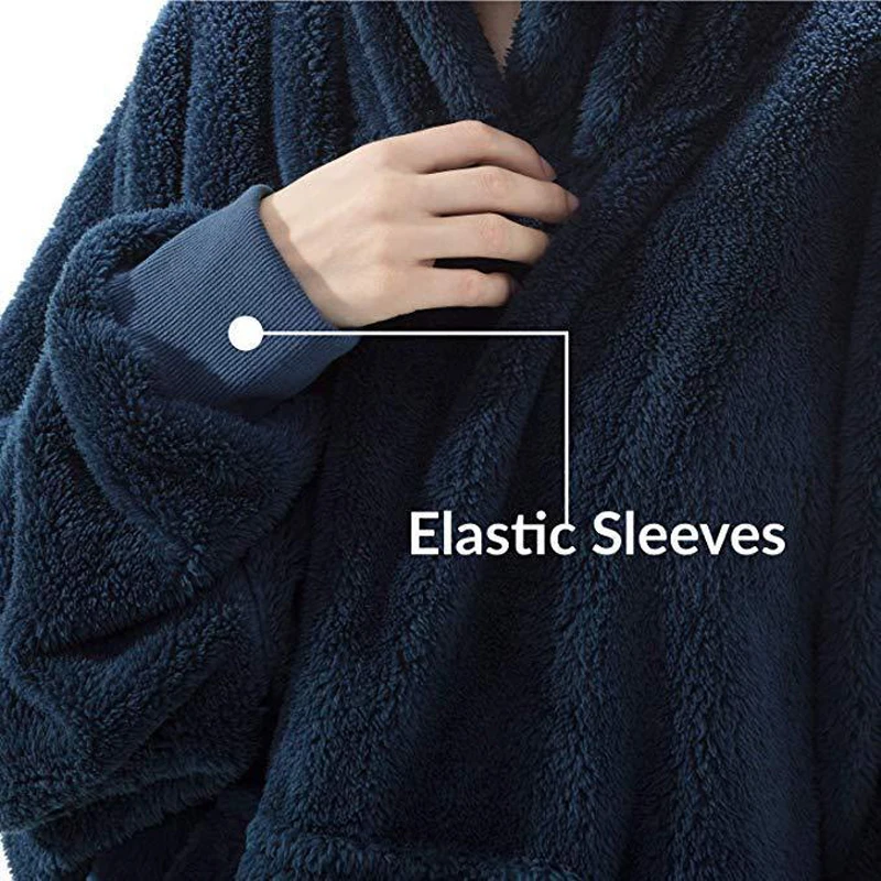 

Winter Pocket Hoodie Sweatshirt Blanket Oversized Super Soft Warm Comfortable Flannel Plush Giant Hoody for Men Women and Teens