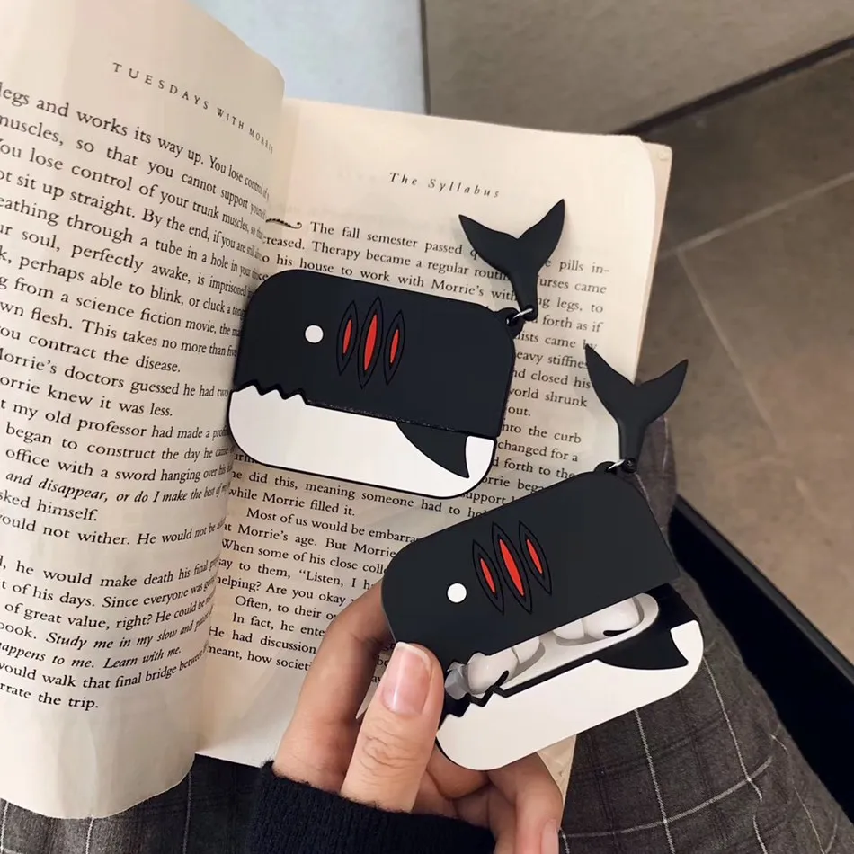 3D чехол для наушников Airpods Pro Чехол Силиконовый Акула кошка Мультяшные