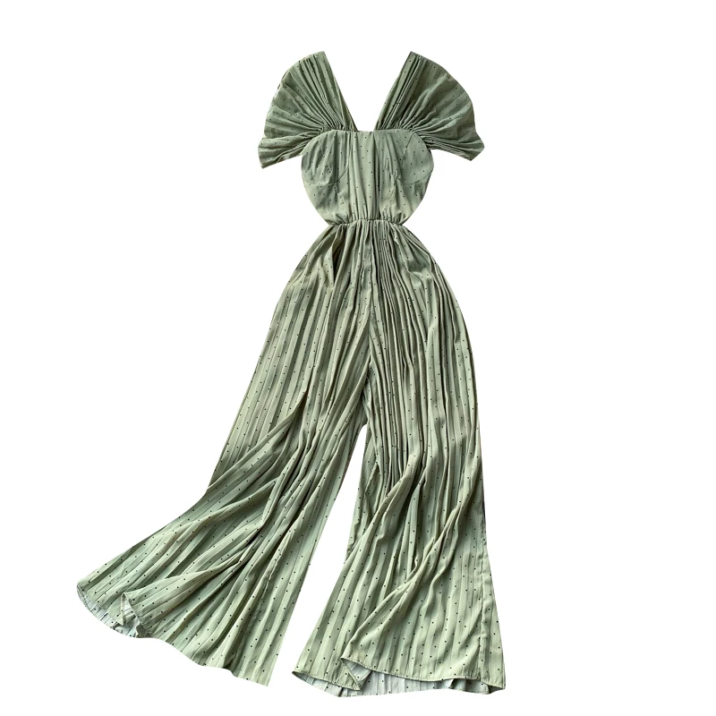 Женские Плиссированные Длинные брюки SINGRAIN комбинезоны в горошек свободные