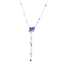 100% 925 пробы серебряные ювелирные изделия, синие и розовые ожерелья с веером, бесплатная доставка