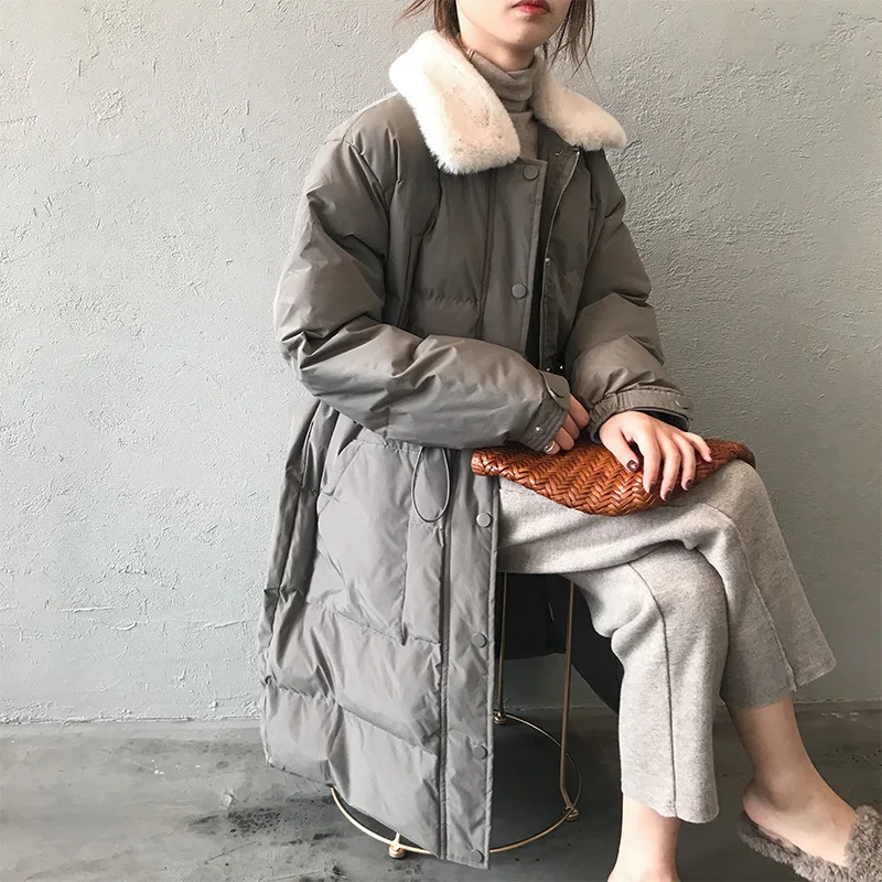 Женское пальто с длинным рукавом Johnature длинное однобортное завязками 2019 | Женская