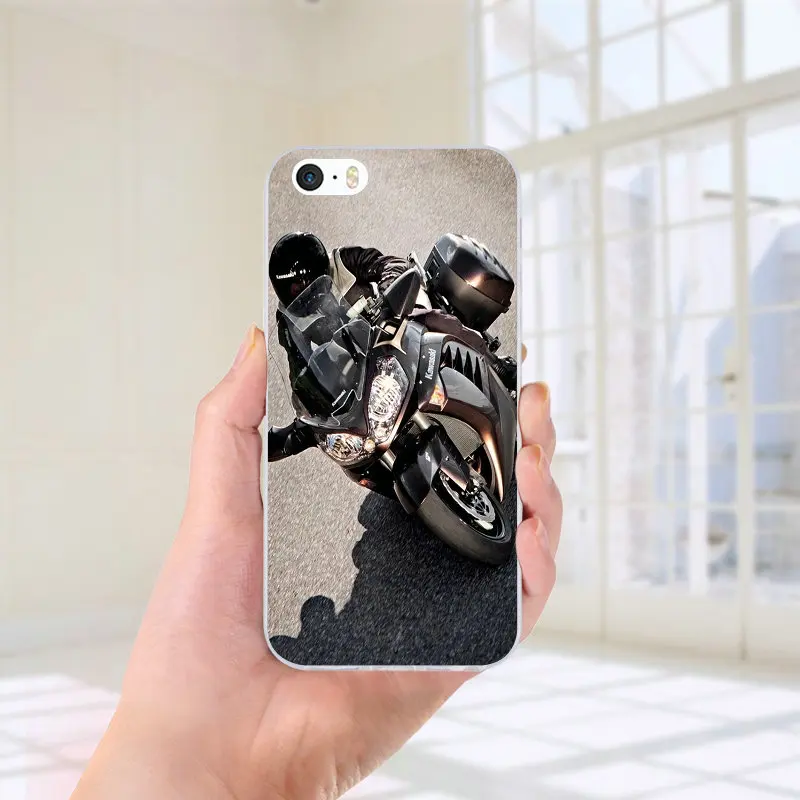 Picture 1 Мягкие силиконовые чехлы из ТПУ для телефонов iPhone X XR XS Max 8 7 6S 6 Plus 5 5S SE 5C 4S 4 Shell классический мотоцикл дизайн - Цвет: Picture 1