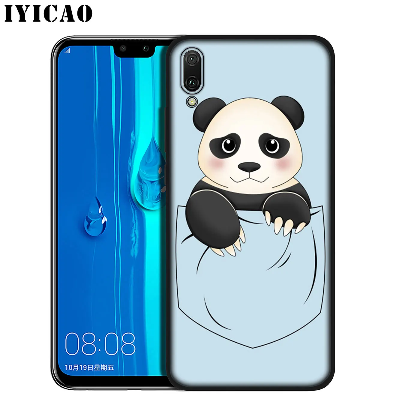IYICAO Cute Panda Soft Silicone Phone Case for Huawei Mate 30 20 10 Pro Nova 5i 4 3 3i 2i 2 Lite Black Cover |