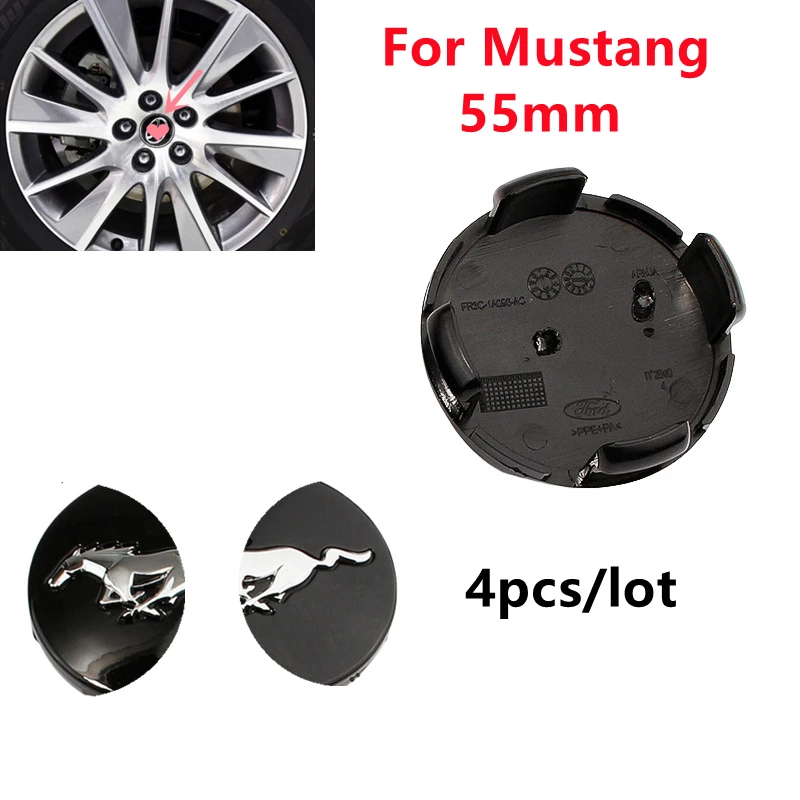 

4PCS/lot 55mm Black Chrome Running Horse Wheel Center Caps for Ford Mustang