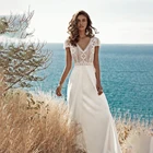 Свадебное платье Roycebridal в стиле бохо с рукавами-крылышками и открытой спиной, кружевное пляжное платье с V-образным вырезом и вырезом на спине, 2022