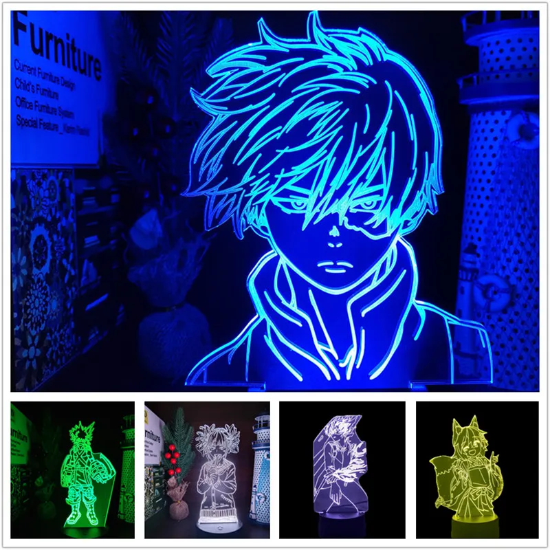 Мой герой academic 3D Ночник светильник Midoriya Izuku Bakugou Odoroki Shouto химико Тога фигурка