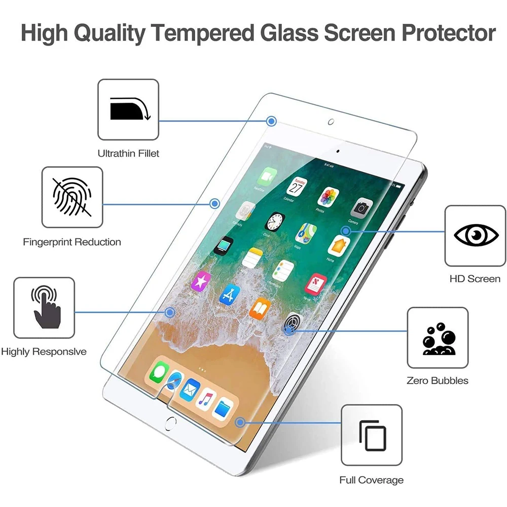 (2 шт.) защитная пленка из закаленного стекла для Apple iPad Pro Air 1 2 5 6 5-го 6-го поколения 9