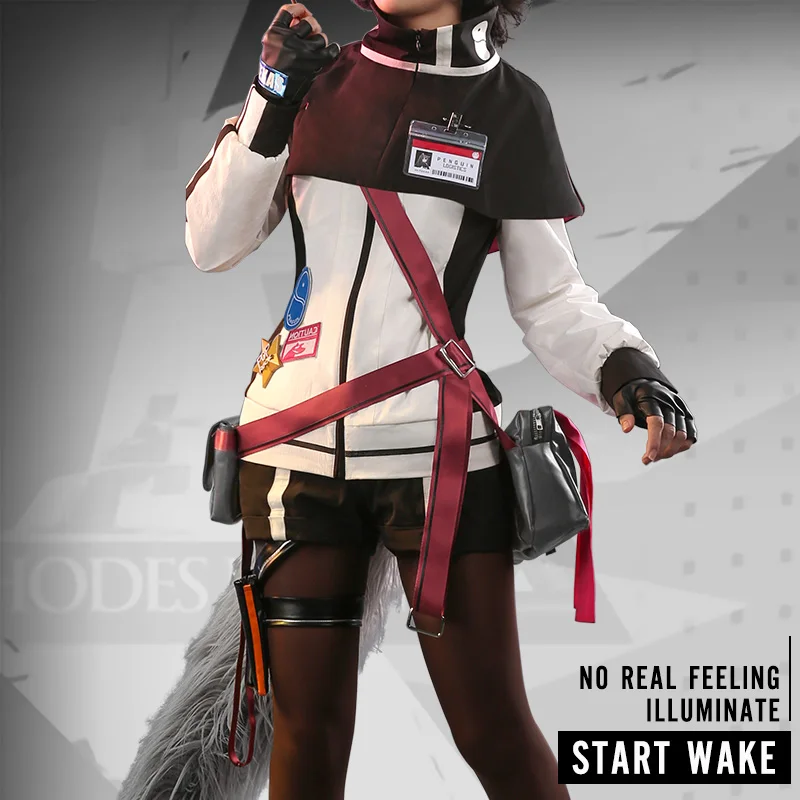 Аниме Arknights Техасский боевой костюм красивая форма Повседневное платье + хвост