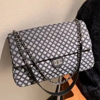 large chain womens messenger bag diamond lattice crossbody bag quilted plaid handbags female big brand all match shoulder bags