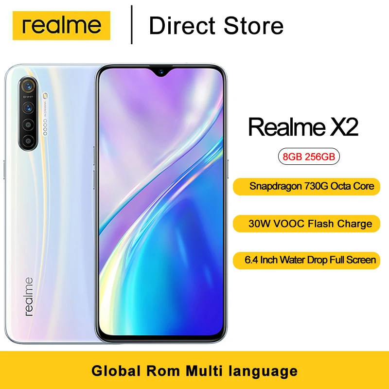 Мобильный телефон Realme X2 8 Гб ОЗУ 256 ПЗУ 6 4 дюйма Восьмиядерный процессор Snapdragon 730G