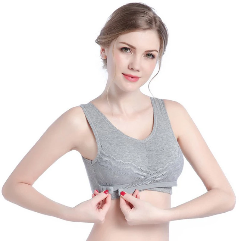Women Underwear Wire Free Cotton Gathered Seamless Comfortable Bra Solid Smooth Ladies Full Cup Front Closure Push Up | Женская одежда