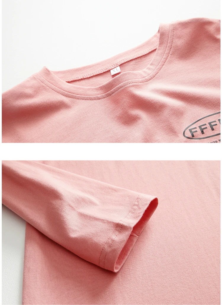 

Letter Print Long Sleeve T-shirts Women Autumn Spring Shirts for Women Loose Purple Split Casual Tops for Girls Mujer Camisetas