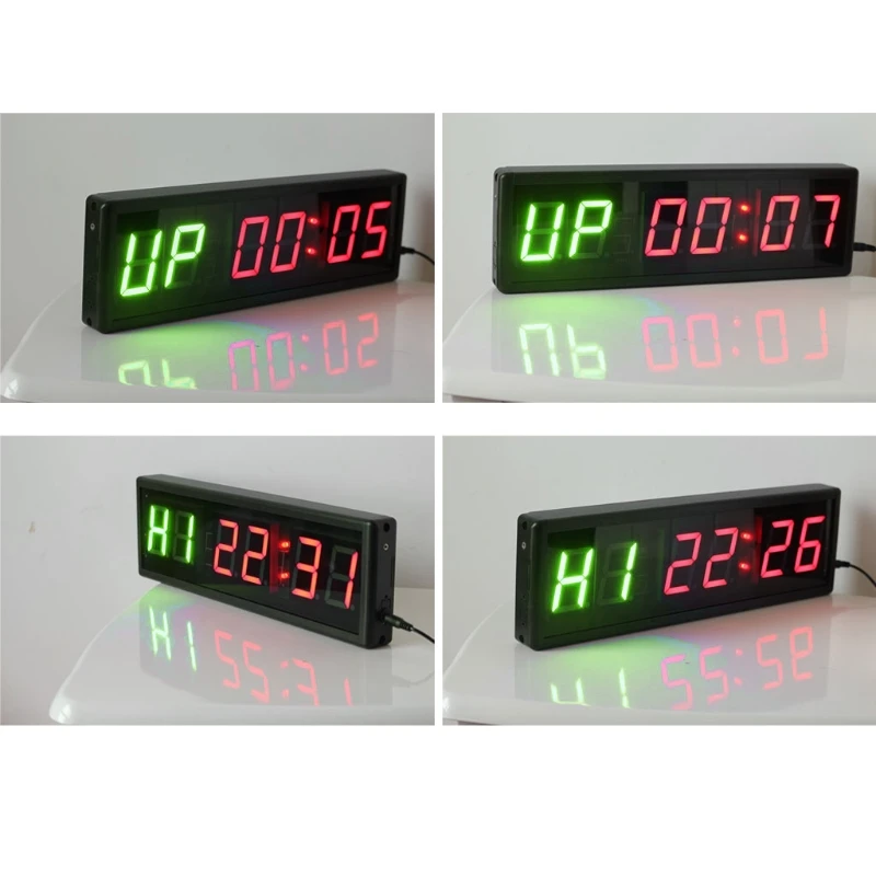 

2.3 Inch 6-digit Gym Timer Stopwatch with Remote for Gym Fitness Training Ideal Interval Timer Clock Red and Green