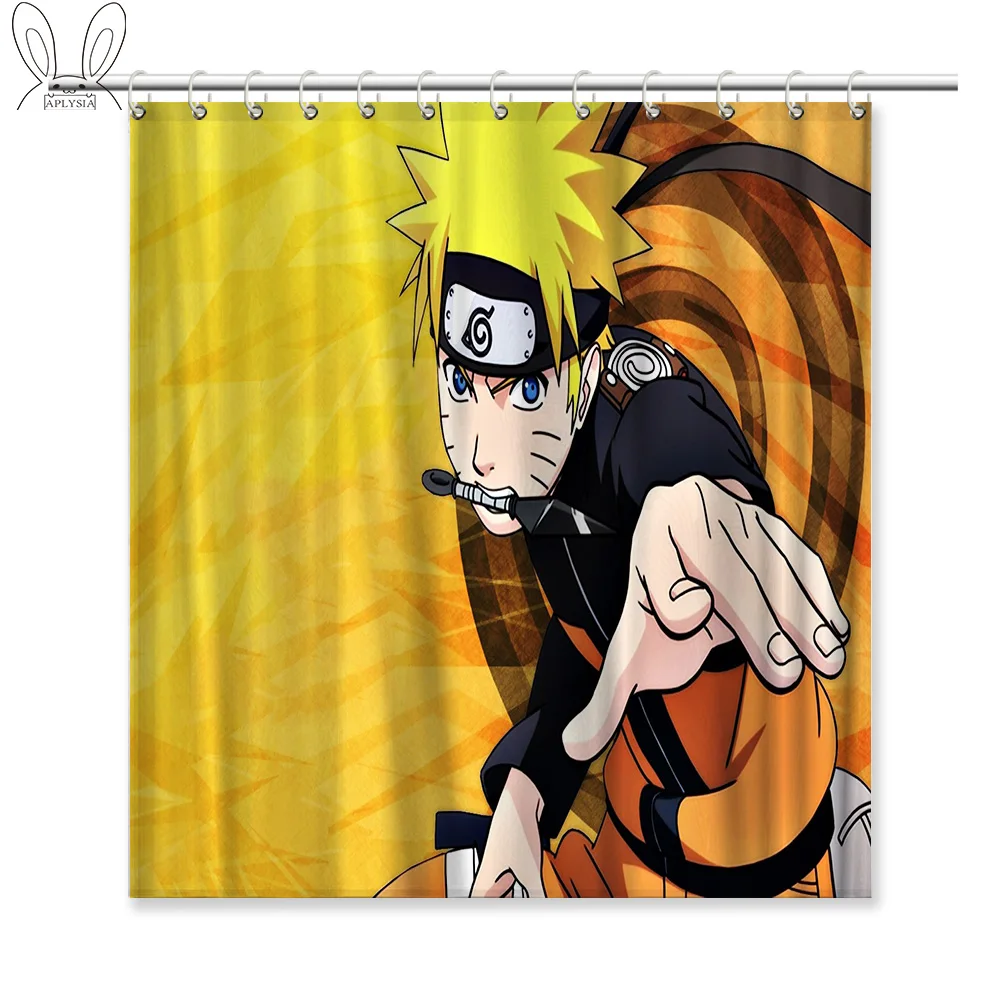 Занавеска для душа aplyasia Naruto, индивидуальная, для дома, полиэфирная ткань, водонепроницаемая, устойчивая к плесени, занавеска с крючками для ванной комнаты - Цвет: 1