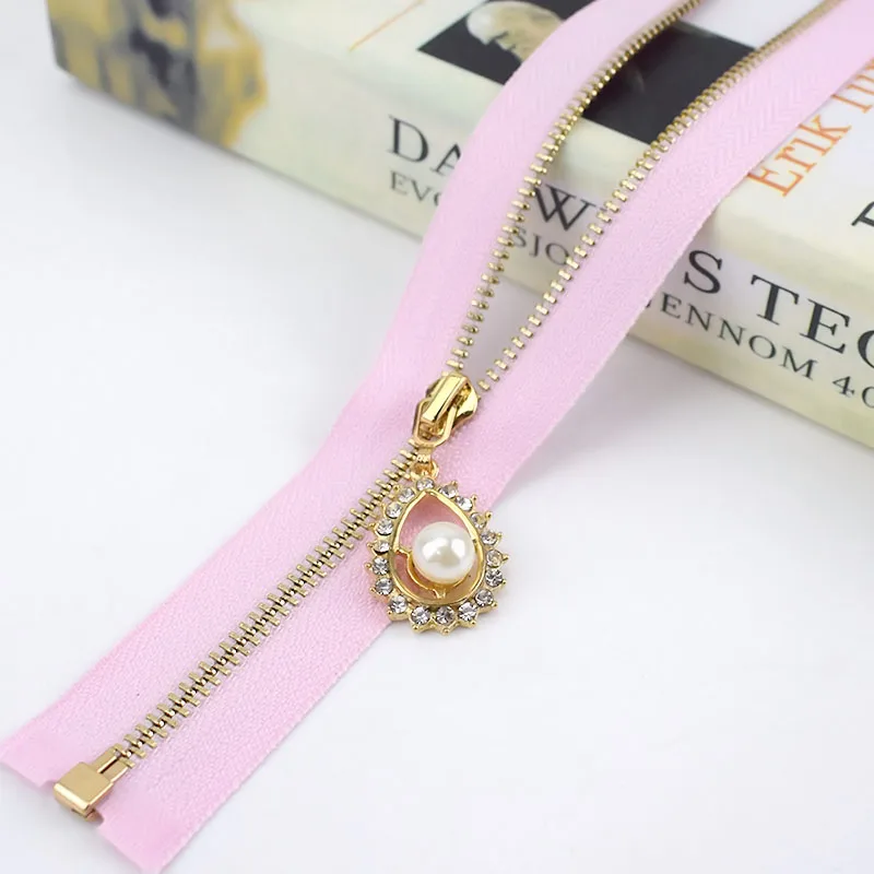 pink 3# металлическая молния 40 см/50 см/60 см/70 см, 2 шт/комплект/5 шт. с открытым концом с золотыми зубьями, застежка-молния для пошива сумок кошелек пуховик, куртка, юбка, Костюмы аксессуар - Цвет: pink