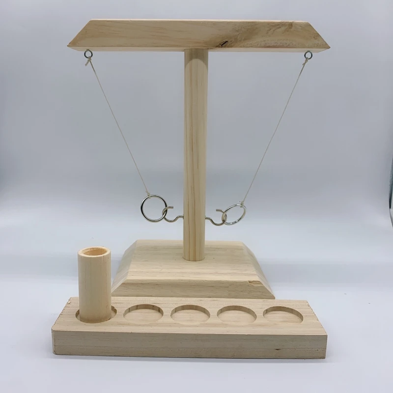 

Ring Toss Games for Kids Adult, Handheld Board Tiki Toss Wooden Hook and Ring Toss Game with Shot Ladder Bundle