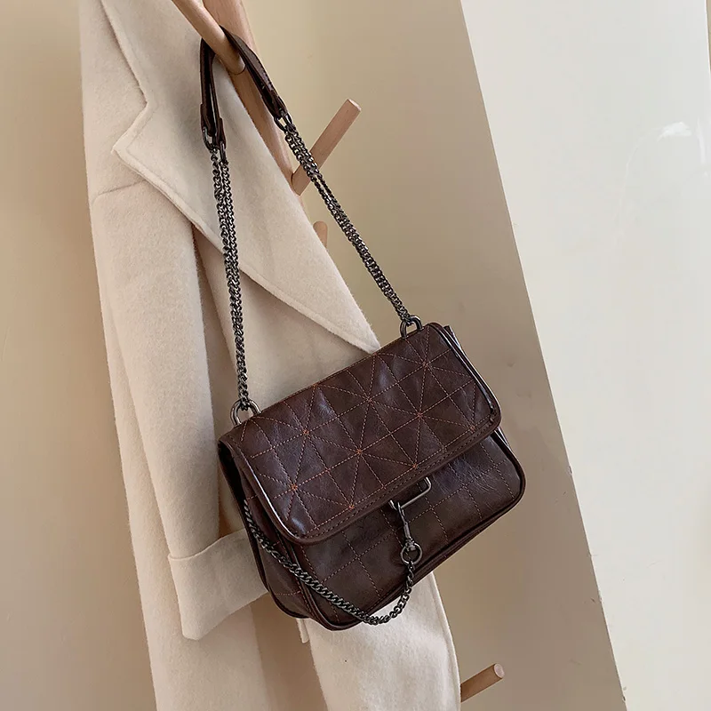 PU Leather Women Chain Handbag 2019 New Korean-style Solid Color Square Sling Bag Simple Versatile Shoulder Crossbody Phone Bags | Багаж и