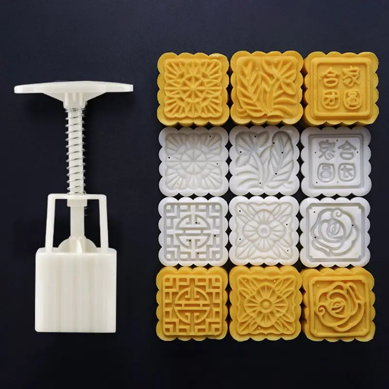 50 г форма для лунного торта 6 марок квадратная бочка Mooncake ручная прессформа