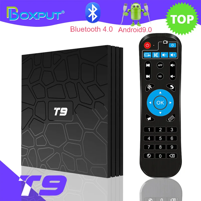 ТВ-приставка T9 на базе Android 9 0 RockChip RK3318 4 Гб 32 ГБ 64 1080P H.265 4K GooglePlay 2 16 4G и 5G Wi-Fi BT |