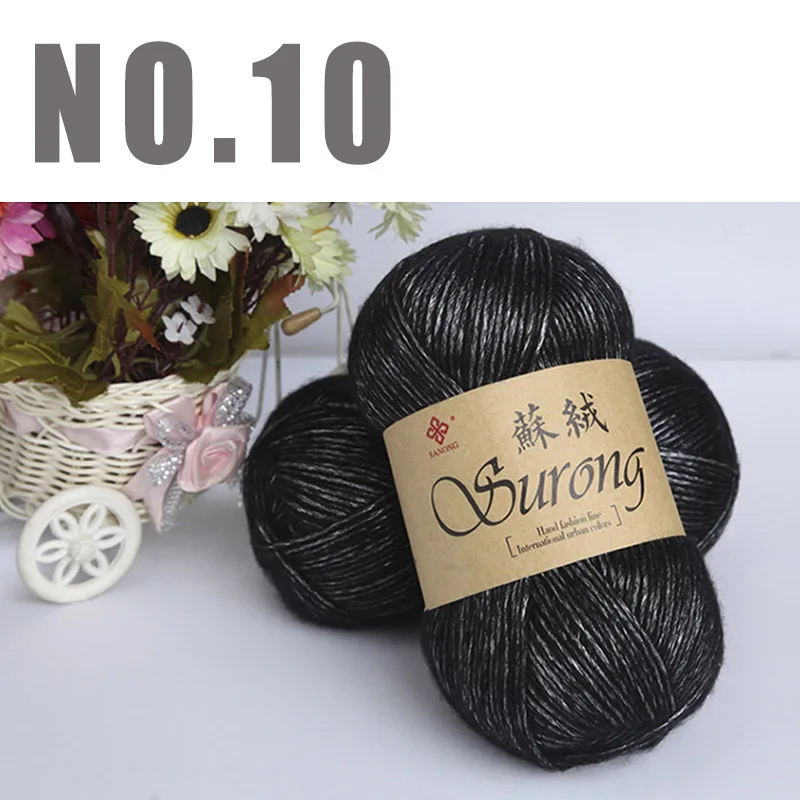 NO10 dark green yarn 1 кг, шелковая хлопковая пряжа для вязания крючком, рукоделие, Толстая шерстяная пряжа для вязания, ручная вязка, шарф, свитер - Цвет: NO10 dark green yarn