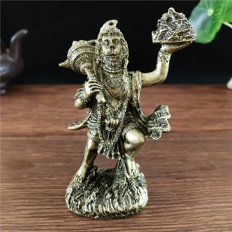 Статуэтка бронзового цвета, Статуэтка из смолы, индийская индуийская обезьяна, Бог, статуя Будды, скульптура, украшение для дома, счастливый...